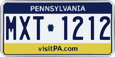 PA license plate MXT1212