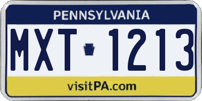 PA license plate MXT1213