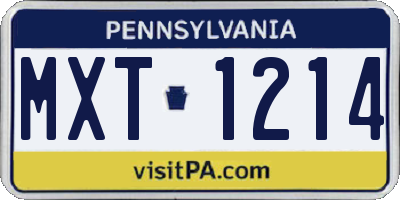 PA license plate MXT1214