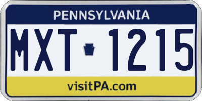 PA license plate MXT1215
