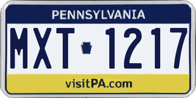 PA license plate MXT1217