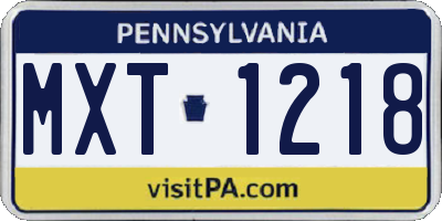 PA license plate MXT1218