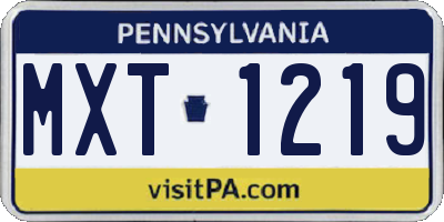 PA license plate MXT1219
