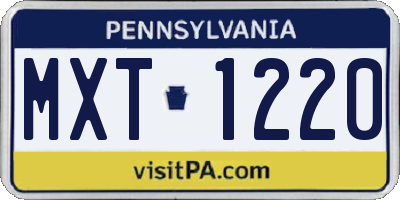 PA license plate MXT1220