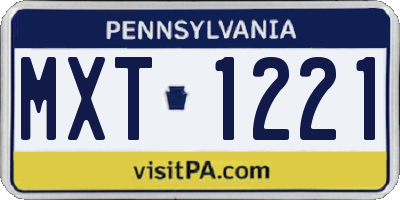 PA license plate MXT1221