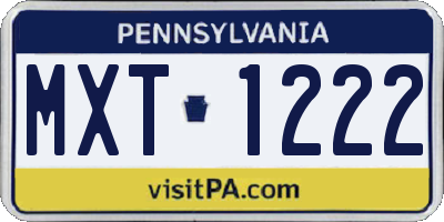 PA license plate MXT1222