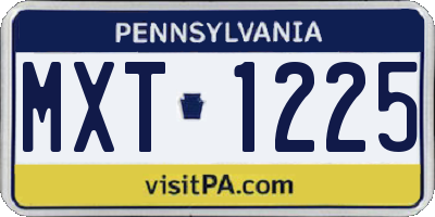 PA license plate MXT1225