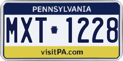 PA license plate MXT1228