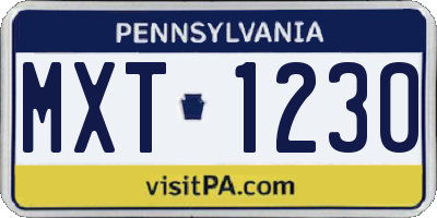 PA license plate MXT1230