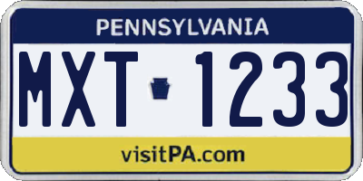 PA license plate MXT1233