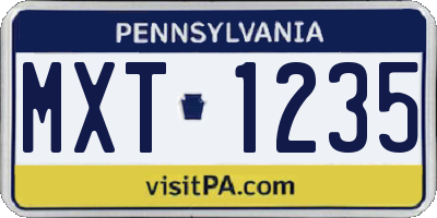 PA license plate MXT1235