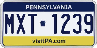 PA license plate MXT1239