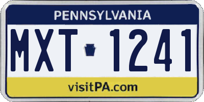 PA license plate MXT1241