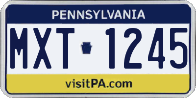 PA license plate MXT1245