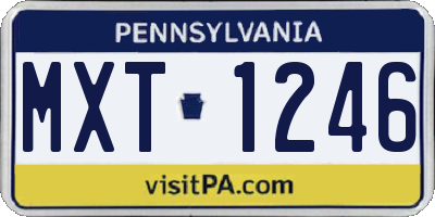 PA license plate MXT1246