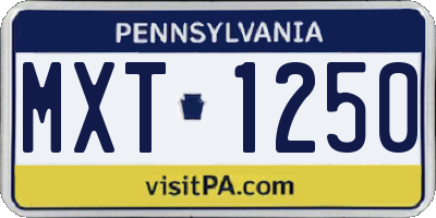 PA license plate MXT1250