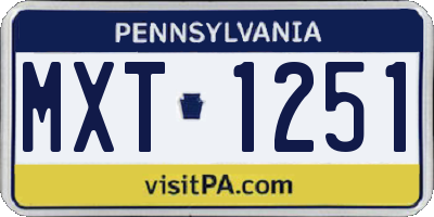 PA license plate MXT1251