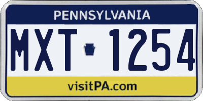 PA license plate MXT1254