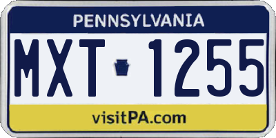 PA license plate MXT1255