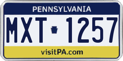 PA license plate MXT1257