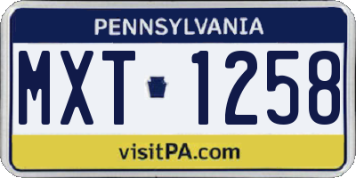 PA license plate MXT1258