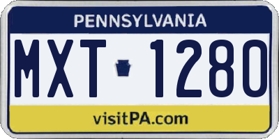 PA license plate MXT1280