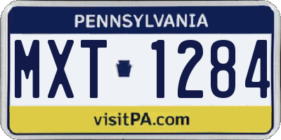 PA license plate MXT1284