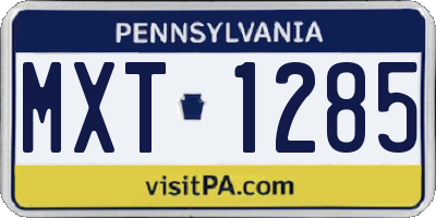 PA license plate MXT1285