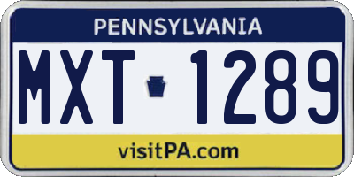 PA license plate MXT1289
