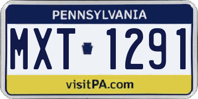 PA license plate MXT1291