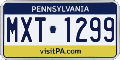 PA license plate MXT1299