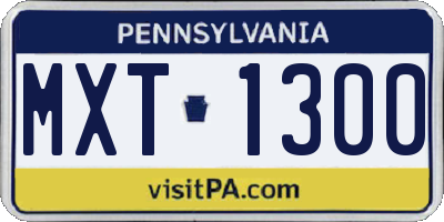PA license plate MXT1300
