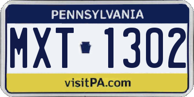 PA license plate MXT1302