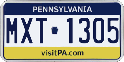 PA license plate MXT1305