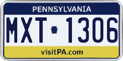 PA license plate MXT1306