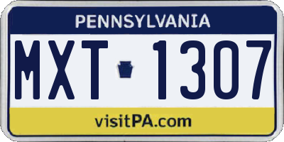 PA license plate MXT1307