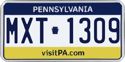 PA license plate MXT1309