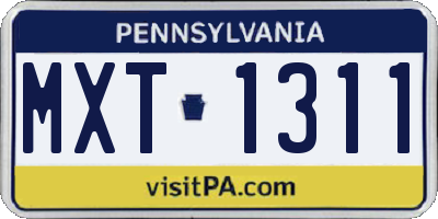 PA license plate MXT1311