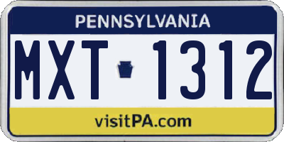 PA license plate MXT1312