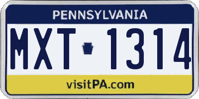 PA license plate MXT1314