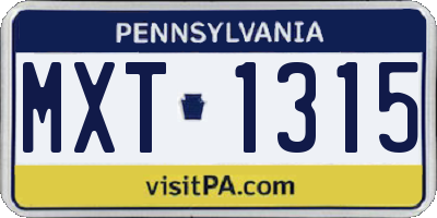 PA license plate MXT1315