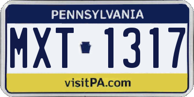 PA license plate MXT1317
