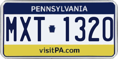 PA license plate MXT1320
