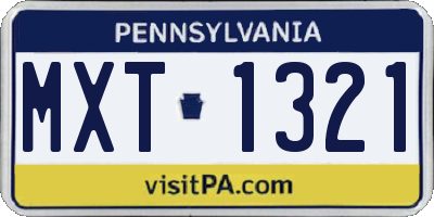 PA license plate MXT1321
