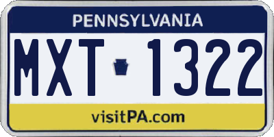 PA license plate MXT1322