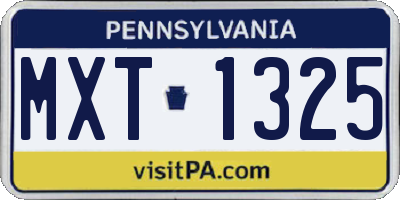 PA license plate MXT1325