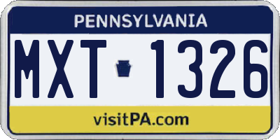 PA license plate MXT1326