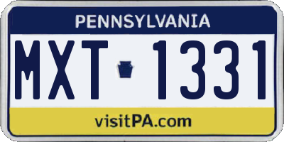 PA license plate MXT1331