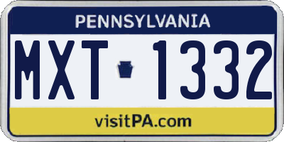 PA license plate MXT1332