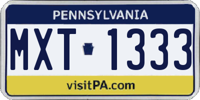 PA license plate MXT1333